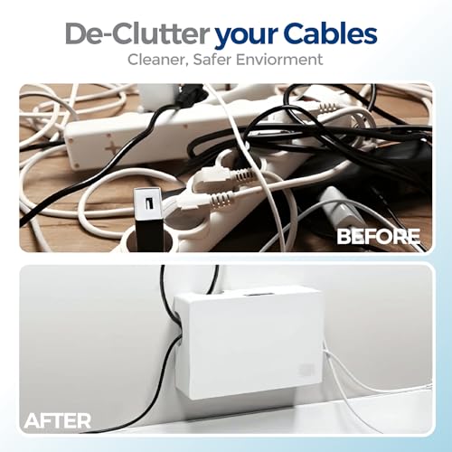 Cable Management Box with Included Mounting Hardware – ABS Cord Organizer (12,7 x 7,8 x 4,5 in) | Heat-Tolerant Power Strip & Cable Storage | Wall-Mountable or Floor Use