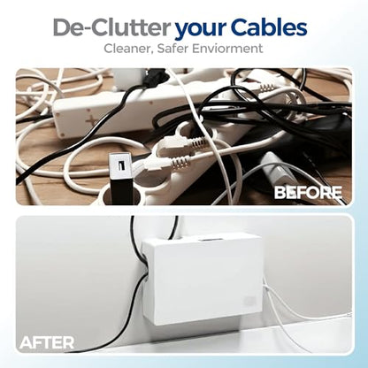 Cable Management Box with Included Mounting Hardware – ABS Cord Organizer (12,7 x 7,8 x 4,5 in) | Heat-Tolerant Power Strip & Cable Storage | Wall-Mountable or Floor Use