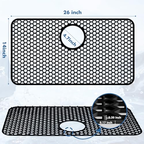Silicone Sink Protectors for Kitchen Sink -12" 13"... (‎Black(1 Pack))