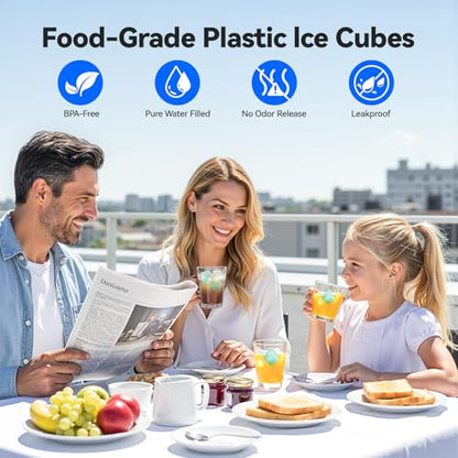 360 Pack Reusable Ice Cubes, Refreezable Plastic Ice Cubes | BPA-Free Ice Packs for Lunch Boxes, Coolers, without Diluting Drinks for Party Hosts & Outdoor Ice Baths Enthusiasts