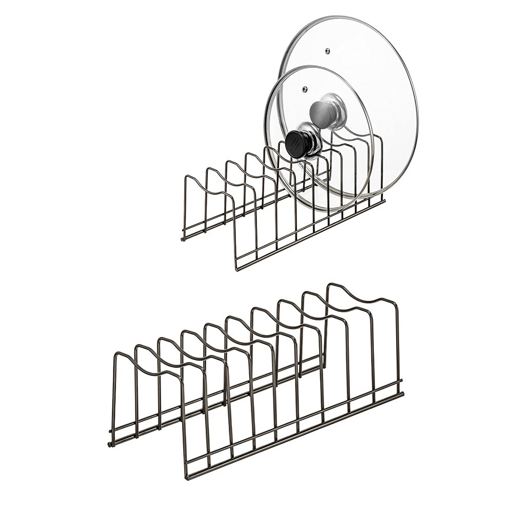 Pot Lid Holder Organizer, Kitchen Countertop Stora... (Satin Nickel)