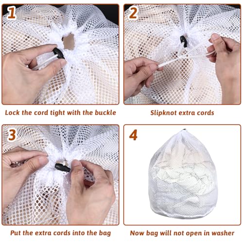 20 Pcs Mesh Laundry Bags Bulk with Drawstring 20 x 24'' White Heavy Duty Mesh Bag Machine Washable Sturdy Large Net Laundry Wash Bag for Dormitory College Apartment Travelling Camping