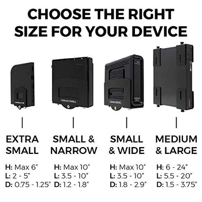 HumanCentric Cable Box & Modem Mount, Adjustable Wall Mount | Small Devices | For small & Narrow Devices, Cable Boxes, Modems, DVD Players, Streaming Media Devices, Mount Behind the TV, Hardware Included