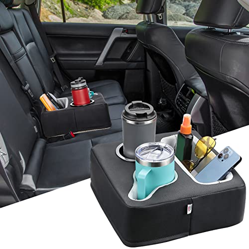 Back Seat Cup Holder for Car, Couch Cup Holder, Ca... (Black | Faux Leather)