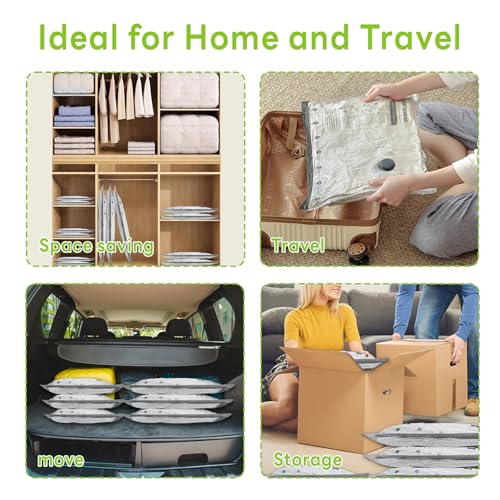 15 Pack Vacuum Bags for Travel with USB Pump,Cordless Travel Vacuum Bag Set for Luggage and Suitcase,Portable Space Saver Storage Seal Packing Bags for Clothing