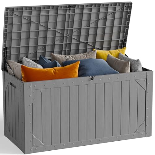 100 Gallon Outdoor Storage Box, Waterproof Resin D... (Grey | Resin)