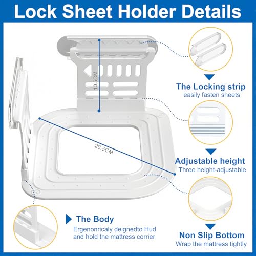 Bed Sheet Holders for Corners, Upgraded Dual-Side Lock Design Sheet Grippers, 4Pcs Heavy Duty Non-Slip Fitted Sheet Clips, Keep Sheets Firm & Tight, Universal Fit for All Mattresses, Easy Installation