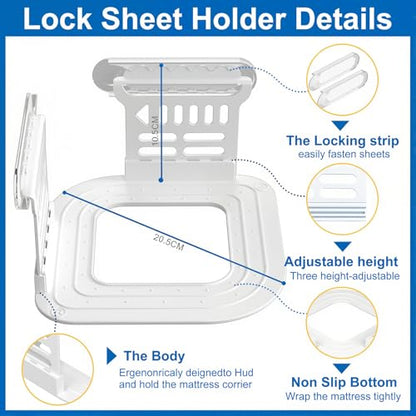 Bed Sheet Holders for Corners, Upgraded Dual-Side Lock Design Sheet Grippers, 4Pcs Heavy Duty Non-Slip Fitted Sheet Clips, Keep Sheets Firm & Tight, Universal Fit for All Mattresses, Easy Installation