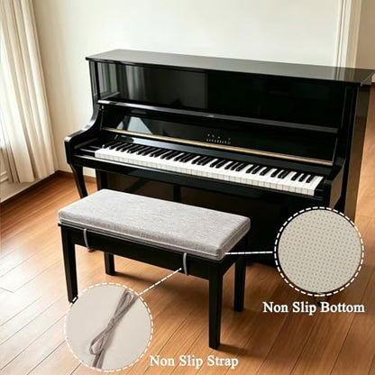 Piano Bench Cushion 32x12 Inch for Indoor with Non Slip Bottom,Light Brown | Bench seat pad with high density foam, removable cover and tie for picnic,kitchen,dining,window,entry way and shoe storage