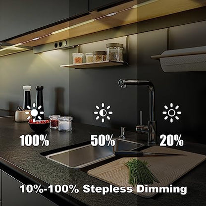 3PCS x 12inch Under-Counter Light Fixtures, LED Cabinet Lights with Memory Function, Warm White 3000K Desk Lighting, Slim Under Cupboard Lighting for Kitchen, Desk, Shelf