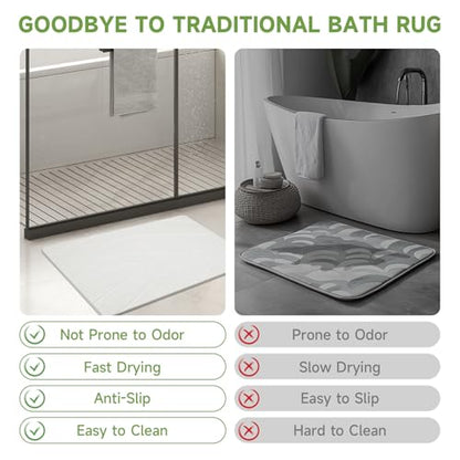Large Stone Bath Mat, 31.5 x 19.7” Diatomaceous Earth Bath Mat | Extra Large Stone Bath Mat for Bathroom, Absorbent Stone Shower Mats, Non-Slip Barhroom Floor Mat, Quick Dry, Easy to Clean