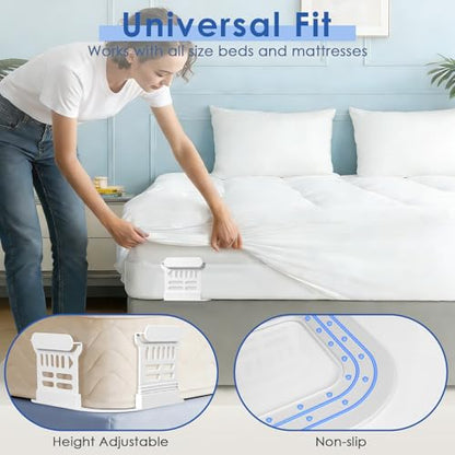 AMOVO Sheet Holders for Corners Keep Fitted Sheet in Place Mattress Straps | Sheet & Mattress Secure, Heavy Duty Sheet Slide Stopper, Easy Installation, Fitted Sheet Clips Gentle on All Fabrics,Matte