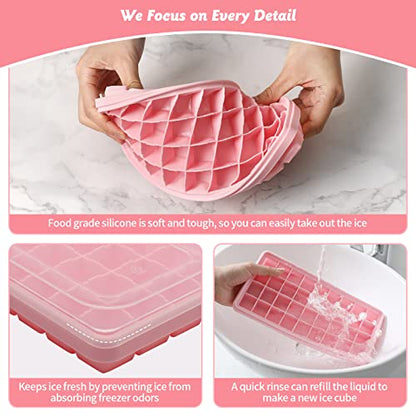 Silicone Ice Cube Tray with Leak-Proof Lid & Storage Bin for Freezer – BPA-Free 36-Piece Nugget Ice Molds, Spill-Resistant Cover & Ice Scoop Container Cover