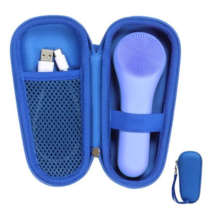 Hard Carry Case Compatible with NågraCoola CLIE Sonic Facial Cleansing Brush, Waterproof Case Storage Carrying Holder Fits for Silicone Face Scrubber and Charging Cable (Box Only), Blue