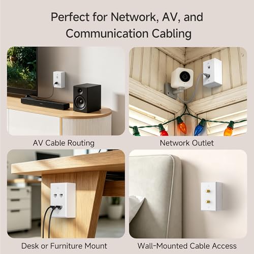 Cable Matters 5-Pack 1-Gang Low Voltage Surface Mount Backbox, White | 1.85-Inch Deep, Multiple Cable Cutouts, Mounting Screws Included, for Low-Voltage Cable Installations
