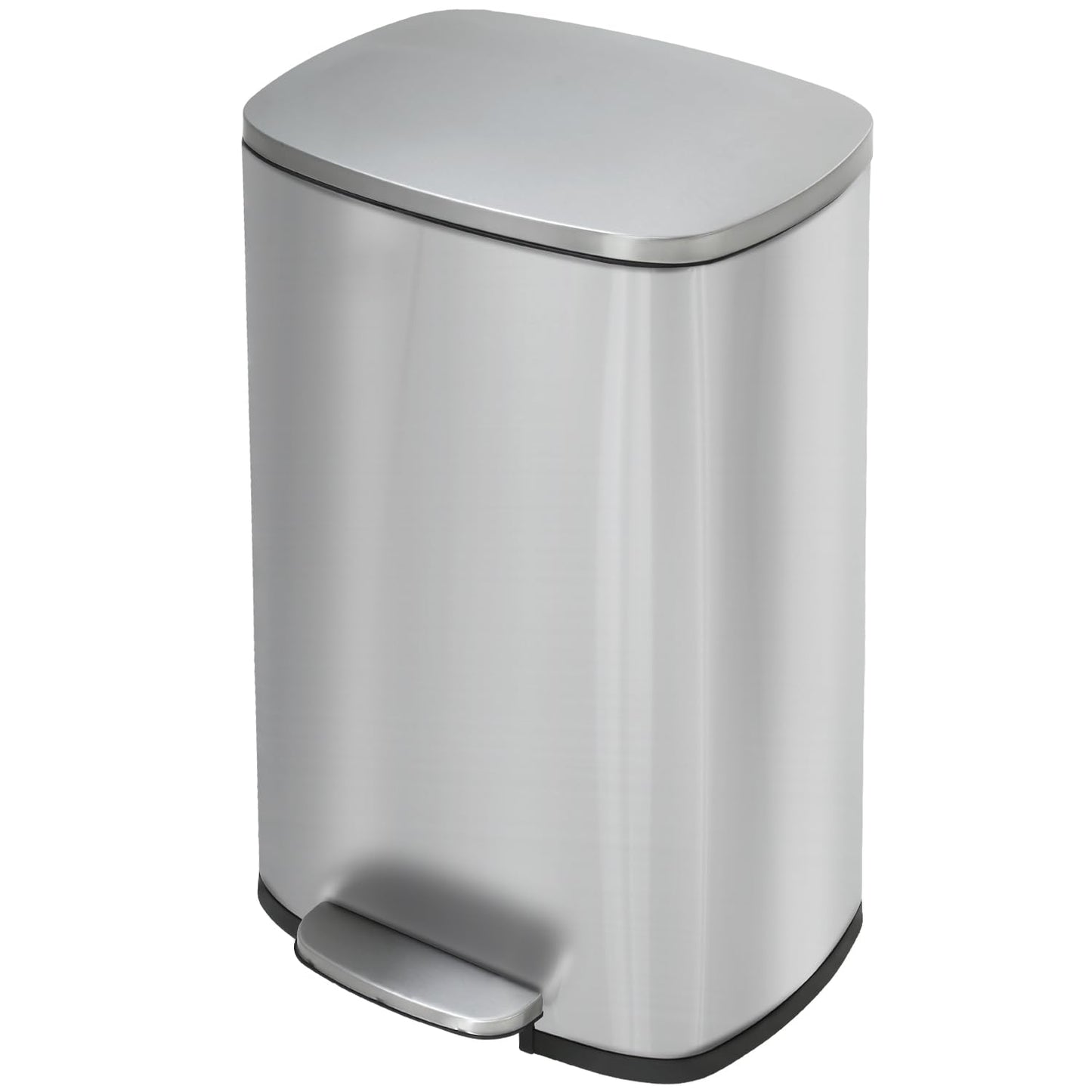 BestMassage Stainless Steel Trash Can with Lid, 13 Gallon, Composting | Step-Open, Soft Closing, Removable Inner Bucket, 50 LIter Indoor Composting Bin for Home, Office