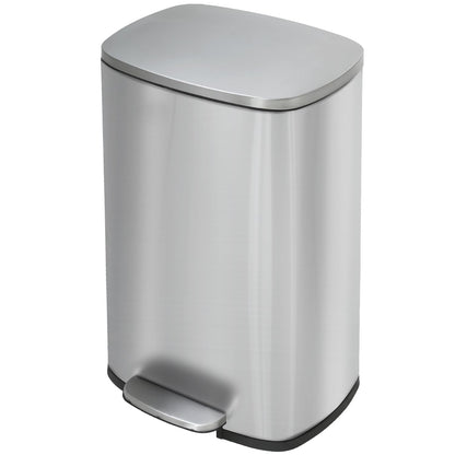 BestMassage Stainless Steel Trash Can with Lid, 13 Gallon, Composting | Step-Open, Soft Closing, Removable Inner Bucket, 50 LIter Indoor Composting Bin for Home, Office