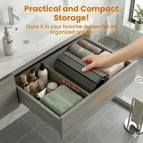 Premium Foldable Stone Bath Mat - Ultra Absorbent Quick Drying Compact Easy to Store & Clean Non-Slip Diatomaceous Earth Bath Shower Mat (Dark Grey)
