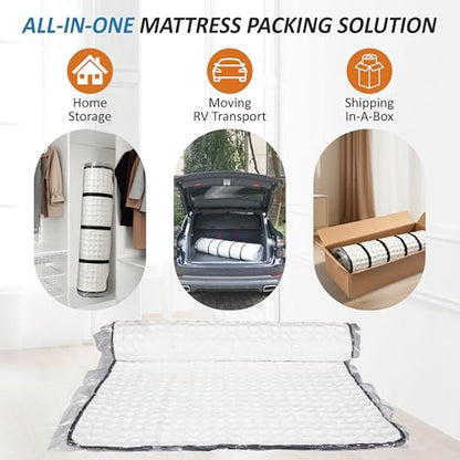 Foam Mattress Vacuum Bag with 4 Adjustable Packing Straps for Moving, Storage, Shipping, Vacuum Seal Mattress Bag with Packaging Straps (Queen/Full/Full-XL)