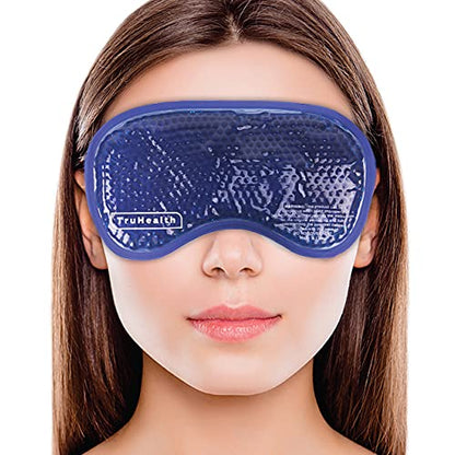 Gel Bead Hot and Cold Eye Masks - FSA HSA Approved Reusable Gel Bead Ice Pack Provides Ice and Heat Pain Relief for Head, Puffy Eyes, Beauty, Relaxing, and Sleep (Navy Blue)