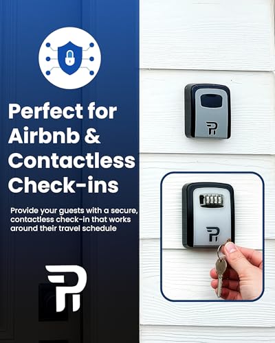 Key Lock Box for Outside – Large Outdoor Lockbox for Keys with Code, 4-Digit Combination Hidden Safe to Hide a Key Outside, Wall Mounted Key Storage for Home, Airbnb, 1 Pack