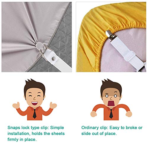 Bed Sheet Holder Straps- Adjustable Fitted Sheet Clips Bed Sheet Fastener Suspenders Elastic Gripper Holder Used for Bed Sheets,Mattress Covers, Sofa Cushion(Set of 4)