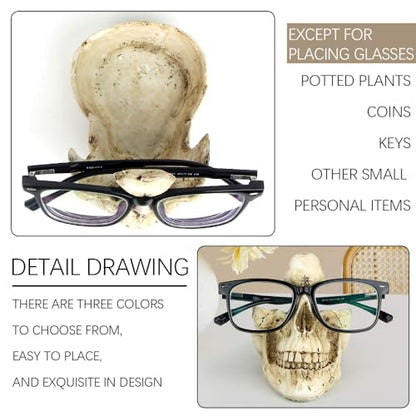 Skull Glasses Stand Holder, Creative Eyeglasses Ho... (White | Resin)