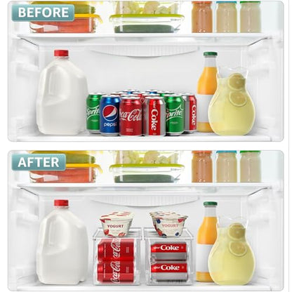 Sorbus Soda Can Organizer for Refrigerator Stackable Can Holder Dispenser with Lid for Fridge, Pantry, Freezer – Holds 12 Cans Each, BPA-Free, Clear Design, (2-Pack)