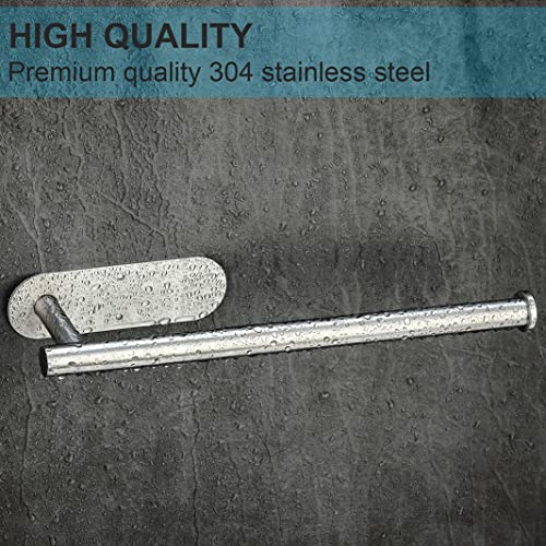CUXIXA Paper Towel Holder Under Cabinet 2 Pack,Stainless Steel Paper Towel Holder Wall Mount for Kitchen, Bathroom, RV, Paper Towel Rack with Self Adhesive and Screws (Silver)