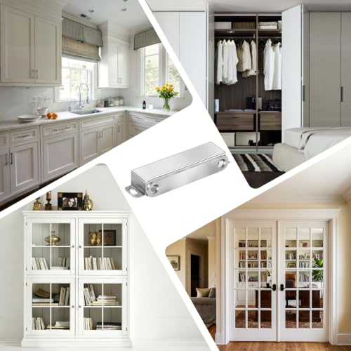 Strong Cabinet Magnets for Closure 40 lbs 4 Pack - Hold Warped Doors Tight | Magnetic Door Catches/Latches Stainless Steel for Cupboard Closet Drawer Window - No Measure or Mark Install in 5 Mins
