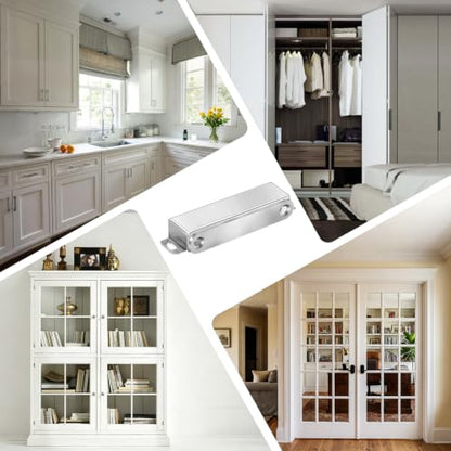 Strong Cabinet Magnets for Closure 40 lbs 4 Pack - Hold Warped Doors Tight | Magnetic Door Catches/Latches Stainless Steel for Cupboard Closet Drawer Window - No Measure or Mark Install in 5 Mins