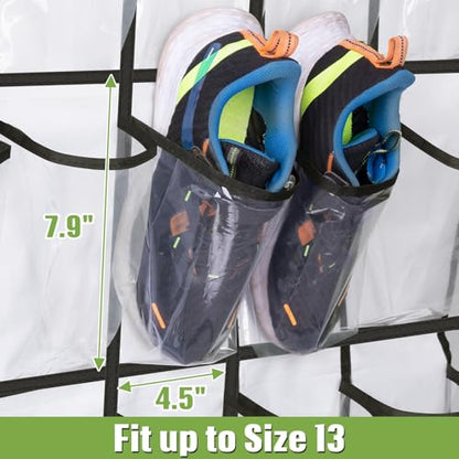 MISSLO 35 Clear Large Pockets Over The Door Shoe Organizer Sturdy Oxford Fabric Hanging Shoe Rack Closet Shoe Holder Hanger, White