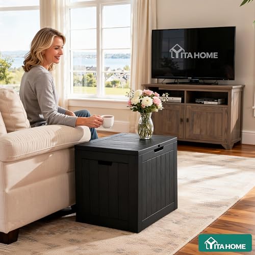 YITAHOME 30 Gallon Deck Box Outdoor Storage Box | Waterproof Resin Package Delivery and Storage Box with Lockable Lid for Patio Furniture Cushions, Pool Accessories, Garden