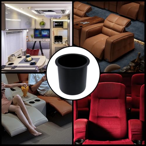 Dnyta 4pcs 4.2" x 4" Black Plastic Cup Holder Insert, Car Seat Cups Holders | Sofa Recliner Cup Holder Replacement, Couch Cups Poker Table Cup Holders for Table, Sofa, Boat, Truck, Car, Recliner