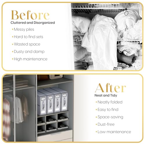Sheet Organizers and Storage – 4 Pack Bed Sheet Organizer for Queen & King Size, Foldable Linen Closet Storage for Bedding, Duvet Covers, and Pillowcases