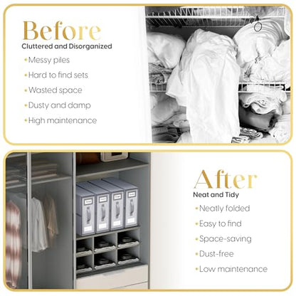 Sheet Organizers and Storage – 4 Pack Bed Sheet Organizer for Queen & King Size, Foldable Linen Closet Storage for Bedding, Duvet Covers, and Pillowcases