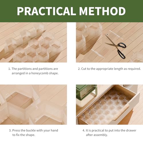 Honeycomb Separator Adjustable Drawer Organizer Divider for Underwear Belt-Scarf Socks Organizer (White(2pcs))