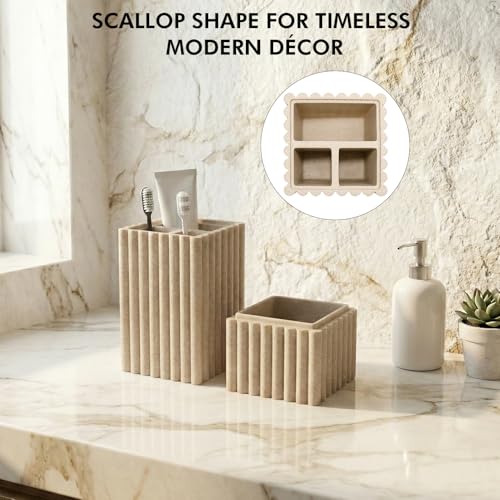 Home Stone Toothbrush Holder with Lid, Elegant Beige Bathroom Toothbrush & Toothpaste Organizer Modern Hidden Closed Toothbrush Holders for Bathrooms (Beige)