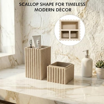 Home Stone Toothbrush Holder with Lid, Elegant Beige Bathroom Toothbrush & Toothpaste Organizer Modern Hidden Closed Toothbrush Holders for Bathrooms (Beige)