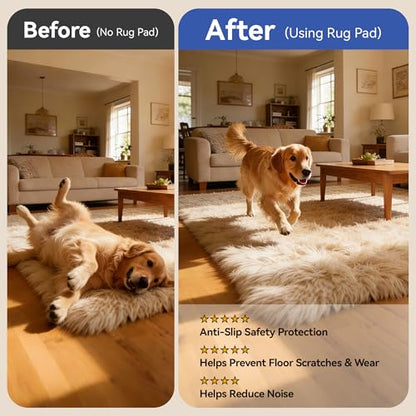 Strong Rug Pad Gripper, 5X Non-Slip Power, Grips Help Keep Area Rugs Safe and in Place, Slip and Skid Resistant Pads for Hard Floors, Under Carpet Mat Cushion and Hardwood Protection 3x5 FT