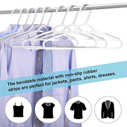 Plastic Clothes Hangers 30 Pack, Non Slip Coat Hanger Grey | Clothing Hangers with Rubber Grip, Thin Pants Hangers Space Saving, Closet Hangers for Adult Skirt Shirt Suits Dress