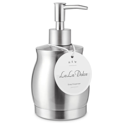 Stainless Steel Countertop Soap Dispenser Liquid Bottle and Pump, Suitable for Various Places Such as Kitchen and Bathroom (Brushed Nickel, 390 ml/13 oz)