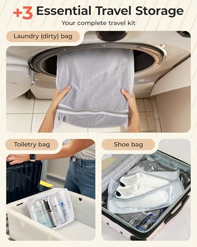 BAGSMART Travel Vacuum Bags with Rechargeable Electric Pump, 18PC Kit | Bonus Shoe, Laundry & Toiletry Bags, Reclaim 80% luggage space. Ideal for suitcase packing, travel & home.