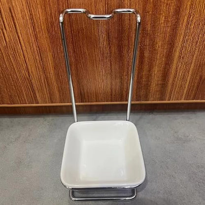 Steel Upright Ladle Holder Square White Ceramic Bo... (White Ceramic)