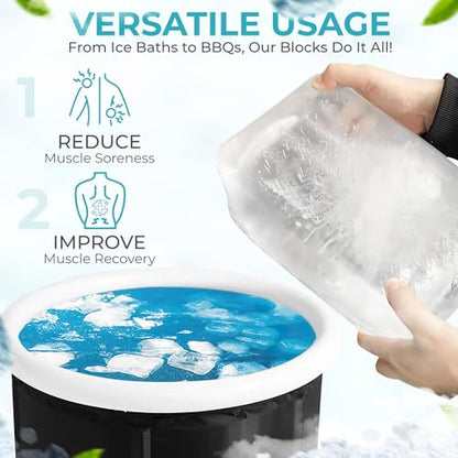 Ice Block Form Makes 12 Lb. Ice Cube 11" x 7" x 5" Largest Available Ice Block Maker, Ice Bath Chiller, Cold Plunge Tub Or Cooler, Reusable Food Grade