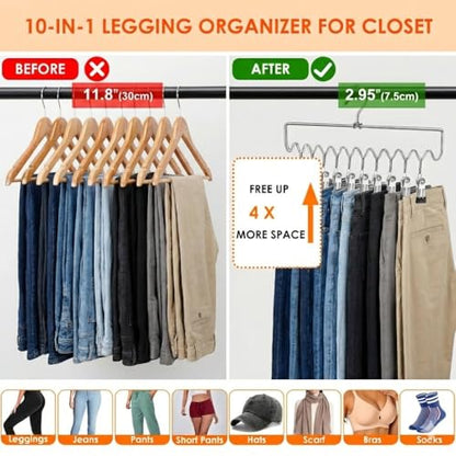 Pants Hangers Space Saving with Clips,Closet Organizers and Storage,20 Non-Slip Rubber Clips Metal Legging Organizer for Jeans Skirt Home Essentials,Dorm Room Essentials for College Students Girls Guy