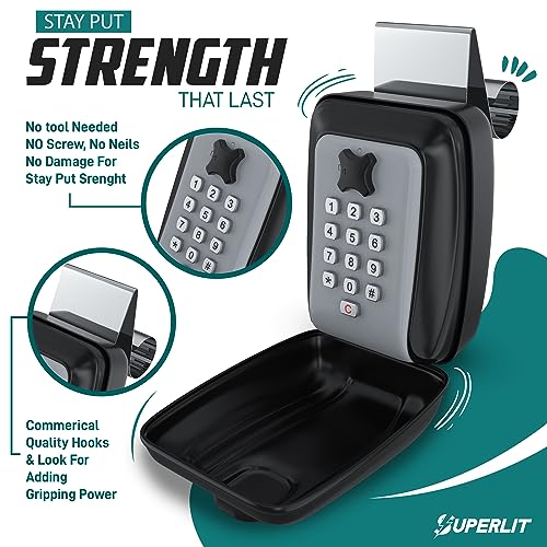 Superlit Car Key Lock Box for Car Window, Turo Key Lockbox RFID Blocker | with Window Mount, RFID Blocker Pouch included, Waterproof, 4-Digit Combo