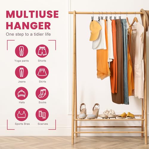 30 Pack Pants Hangers with Clips,Legging & Jean Hangers for Closet Hanging | Space Saving Clip Hangers for Yoga Pants, Jeans, Shorts, Skirts and Hats,Closet Organizers and Storage