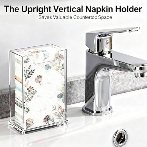 Acrylic Napkin Holder For Table,Vertical Guest Towel Dispenser | Paper Towel Holder,4mm Thick,Waterproof ,Stackable Hand Towel Box,for Bathroom,Kitchen Dining Table, Home ,Hotel,Modern Gift