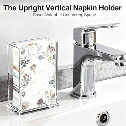 Acrylic Napkin Holder For Table,Vertical Guest Towel Dispenser | Paper Towel Holder,4mm Thick,Waterproof ,Stackable Hand Towel Box,for Bathroom,Kitchen Dining Table, Home ,Hotel,Modern Gift